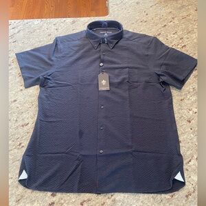 Men’s Luchiano Visconti navy blue short sleeve shirt (XL)